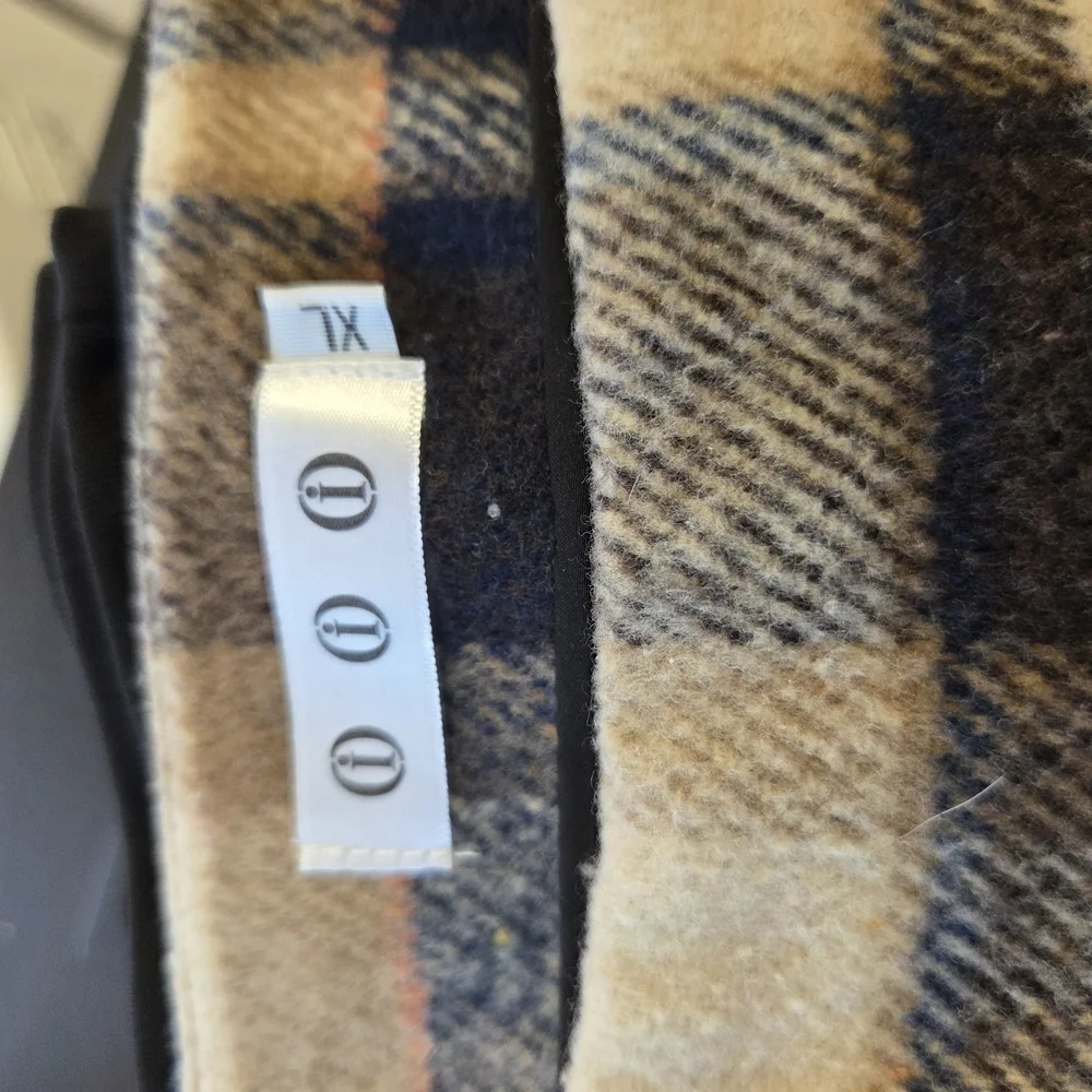 Plaid Wool Blend Skirt - Navy and Tan - Picture 4 of 5